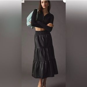 Anthropologie Fits like an XSP The Somerset Faux Leather Maxi Skirt XXSP NWT